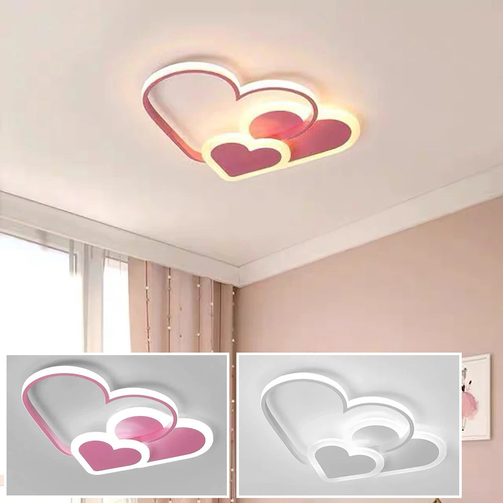 Modern Minimalist LED Ceiling Light – Heart-Shaped Dimmable Nordic Style Lamp for Children's Room, Bedroom, and Home Decor