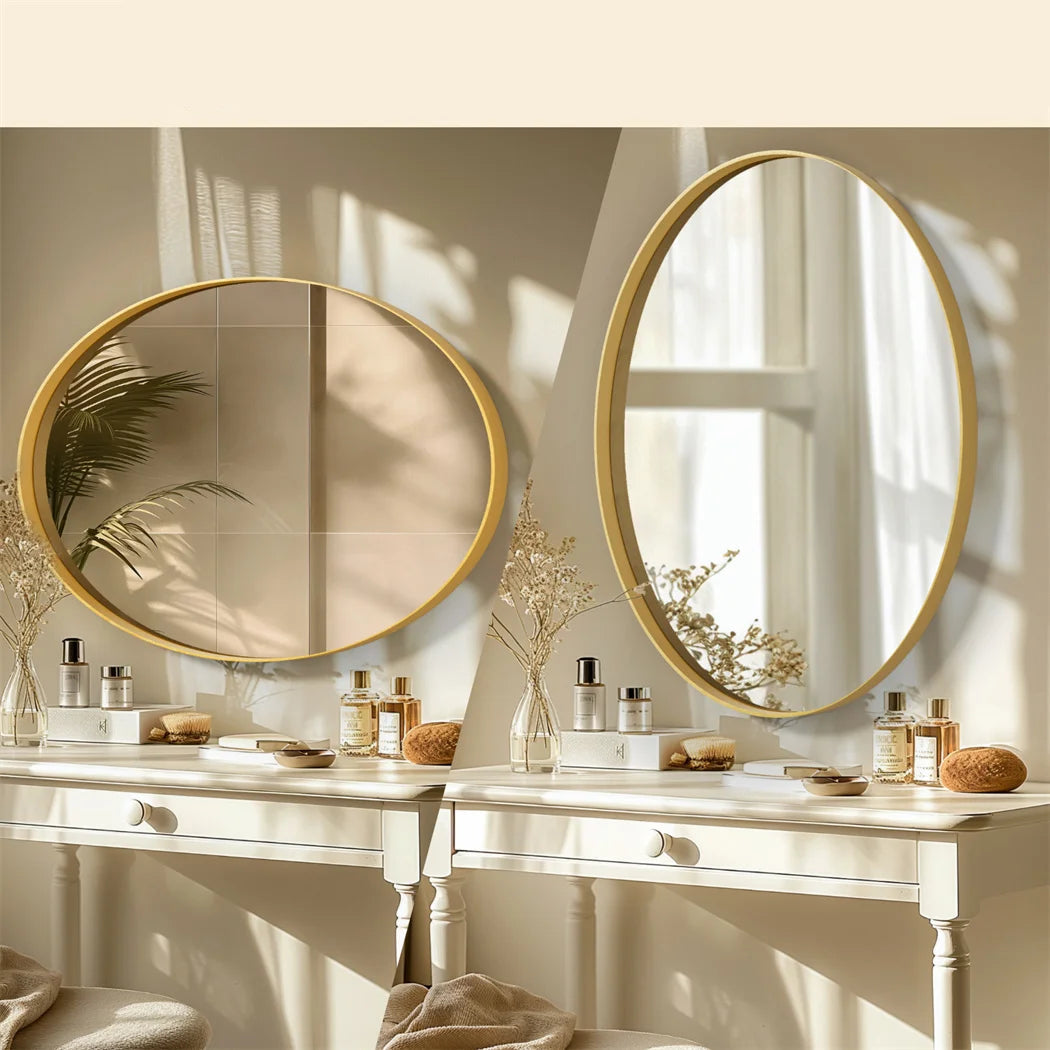 LUVODI Brushed Gold Metal Frame Mirror – Modern Wall Mirror for Living Room, Entryway, Vanity & Home Decor