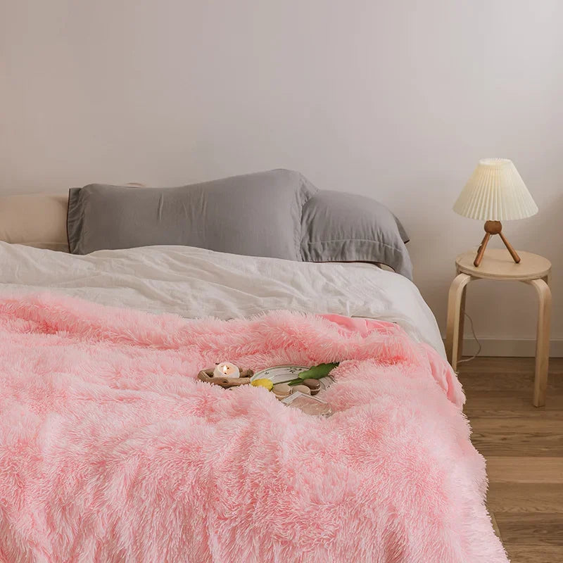 Pink Faux Fur Blanket – Soft Fuzzy Fluffy Throw Blanket for Couch, Bed, and Sofa | Warm, Cozy, and Lightweight Plush Blanket