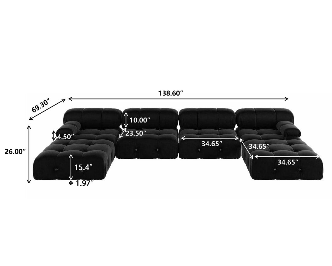 Minimalist U-Shaped Sectional Sofa with Ottomans