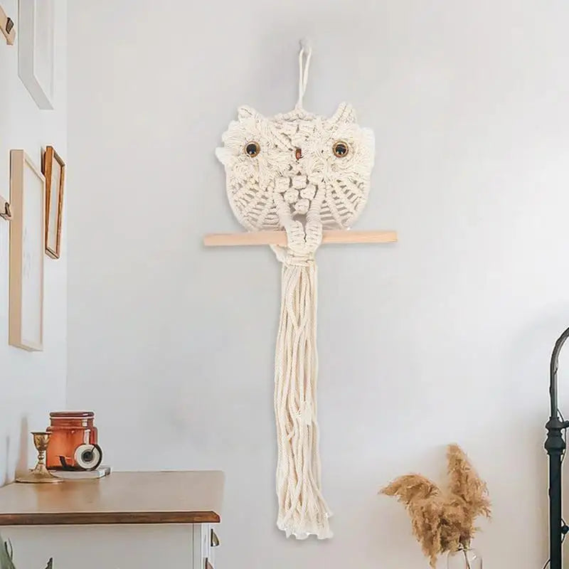 Macrame Wall Decor Bohemian Owl Shape Pendant For Wall Vivid Macrame Tapestry Home Decorations For Living Room Study Room Dining