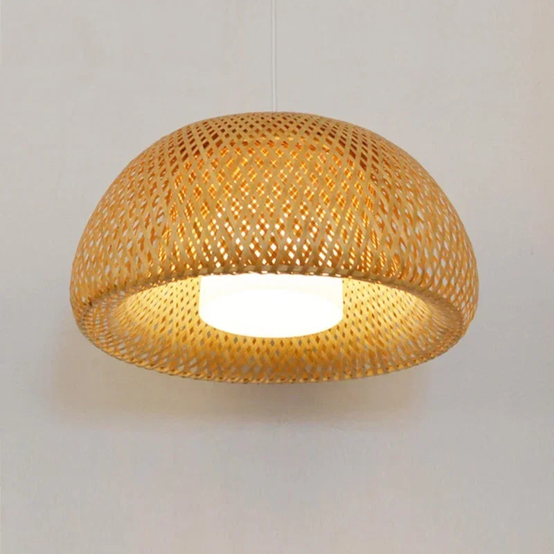 Chinese Style Bamboo Chandelier – Hand-Knitted Pendant Lamp for Cafeteria and Living Room Décor