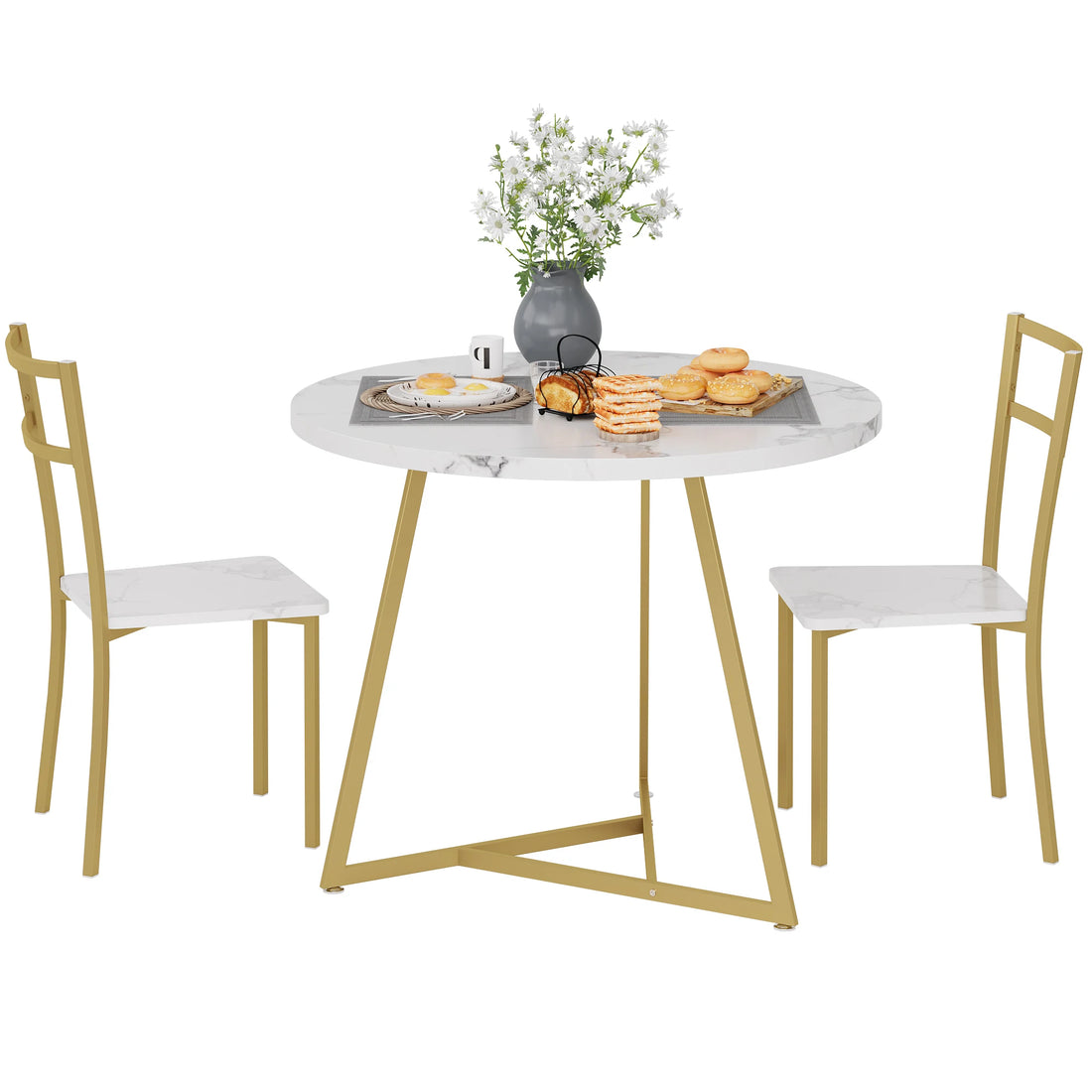 Modern Round Kitchen Table Set for 2 – Stylish & Space-Saving