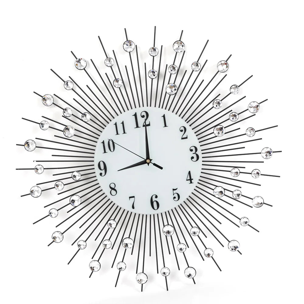 Modern Luxury Large Art Round Diamond Wall Clock – Elegant Living Room Decor