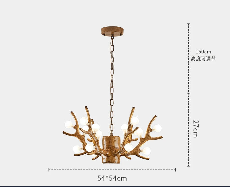 2025 American Country Retro Antler Chandelier – Vintage Rustic Pendant Lamp for Restaurants and Living Rooms