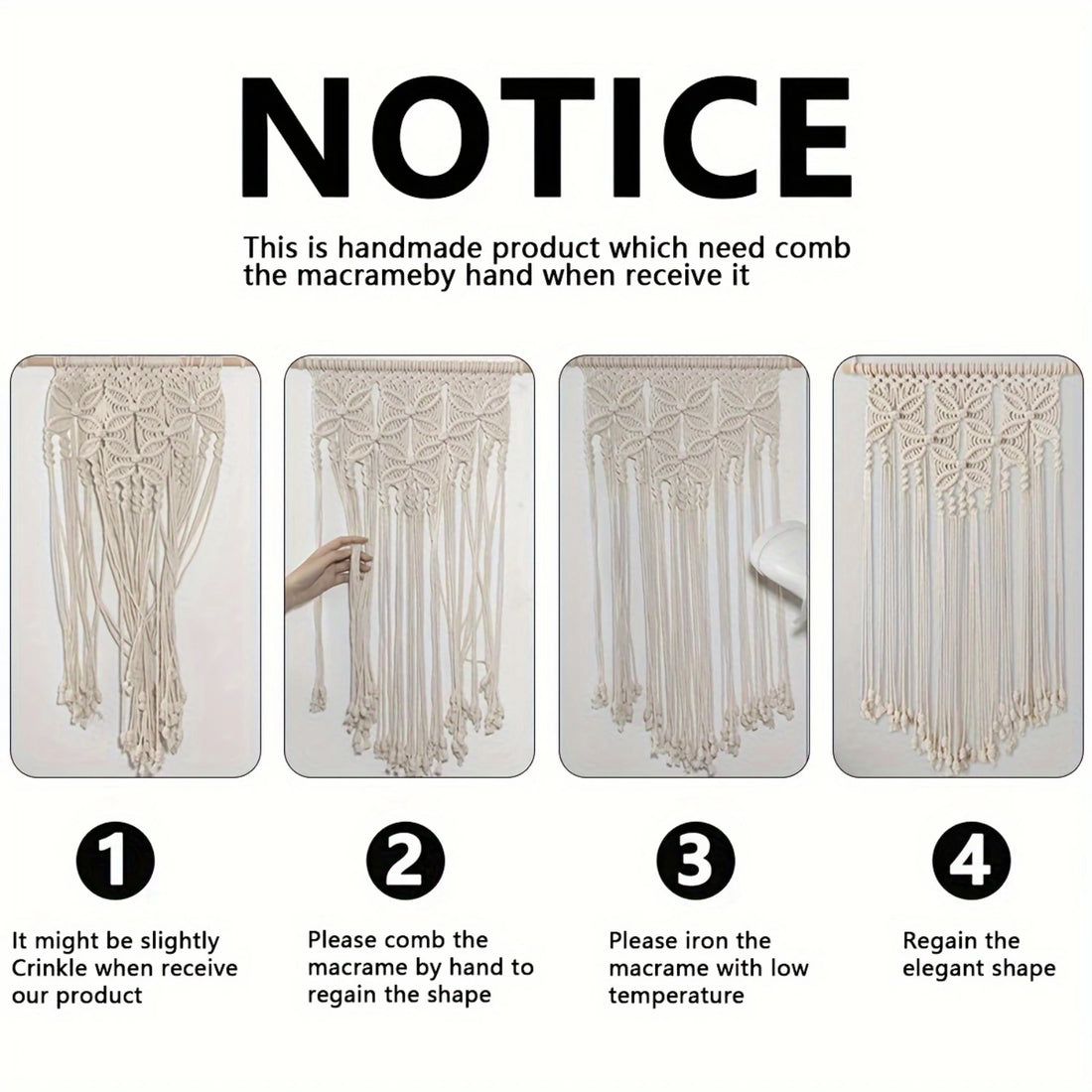 Macrame Wall Hanging Tapestry – Handmade Ethnic Chic Woven Wall Art Decor