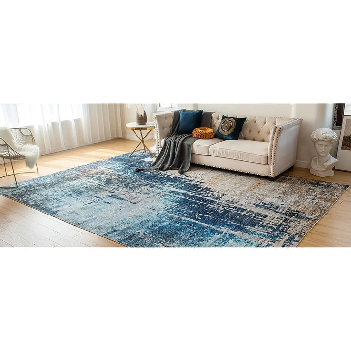 Machine Washable Abstract Area Rug – 8x10 Non-Slip Modern Woven Carpet for Living Room and Bedroom