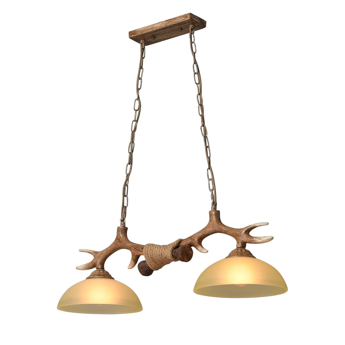 Vintage Double Antler Light Chandelier – Rustic Pendant Lighting for Restaurants and Bedrooms