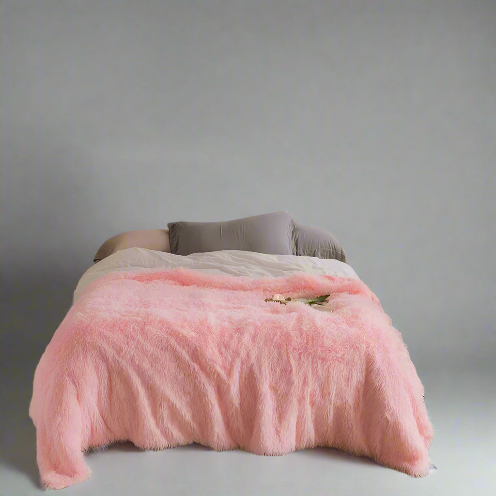 Pink Faux Fur Blanket – Soft Fuzzy Fluffy Throw Blanket for Couch, Bed, and Sofa | Warm, Cozy, and Lightweight Plush Blanket