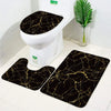 3pcs Set Black Marble Bath Mat – Non-Slip Absorbent Bathroom Rugs with Toilet Lid Cover