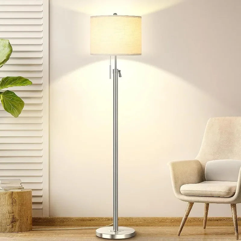 Modern Floor Lamp for Living Room, Adjustable Height Standing Lamp with Marble Base, 3-Way Dimmable Gold Brass Tall Pole Light