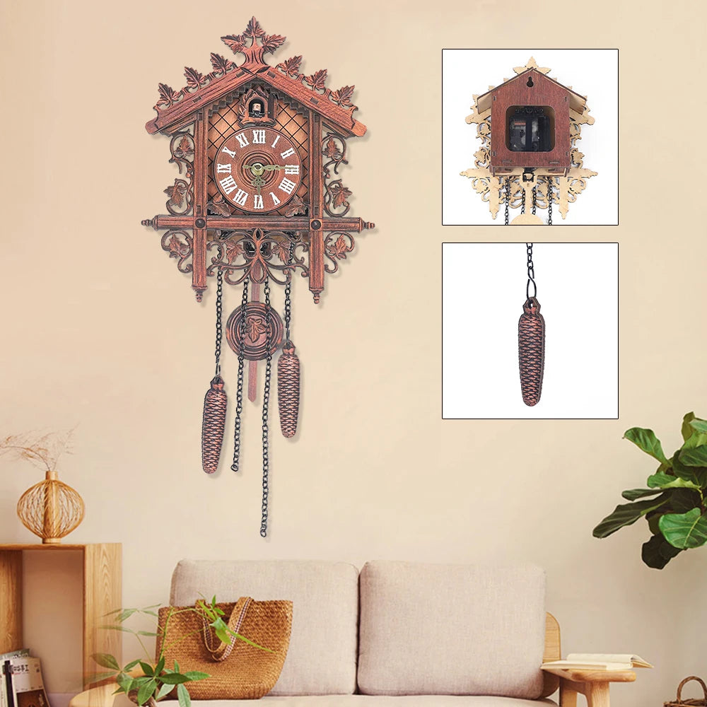 New Wooden Wall Clock – Antique Swing Pendulum with Three-Dimensional Design for Living Room