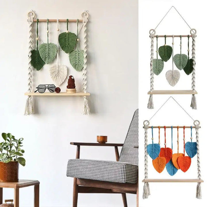 Macrame Leaf Wall Decor – Handmade Boho Tapestry for Modern Bohemian Spaces