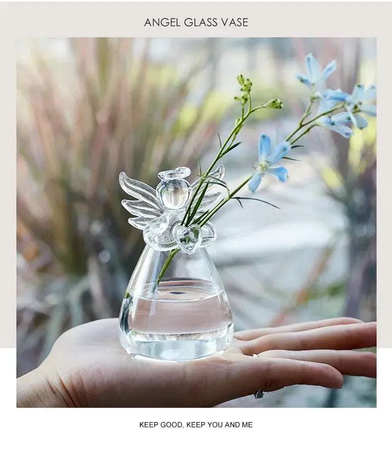 Creative Transparent Angel Hydroponic Vase – Modern Glass Flowerpot for Home Décor