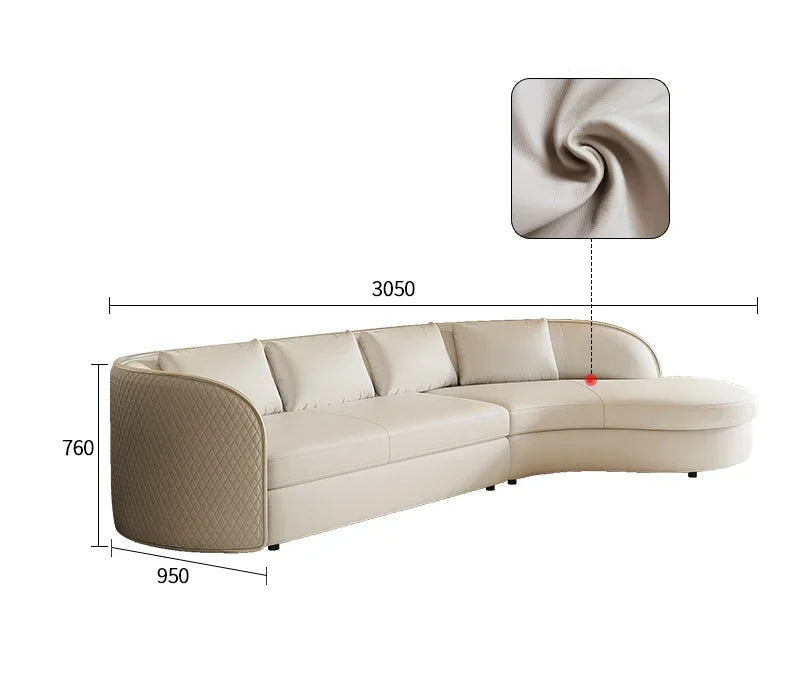 Corner Sofa - Curved Leather American Light Luxury Designer Sofa