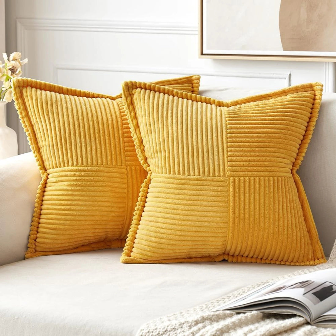 Soft & Cozy Geometric Pattern Polyester Corduroy Cushion Cover – Stylish Decorative Pillowcase for Living Room & Home Décor