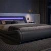 Modern Bed Frame with Adjustable Headboard & LED Lights