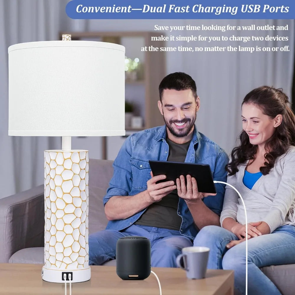 Brightever Table Lamps with Dual USB Charging Ports Set of 2