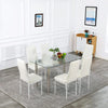 7-Piece Glass Dining Table Set – Modern Rectangular Table with 6 Chairs