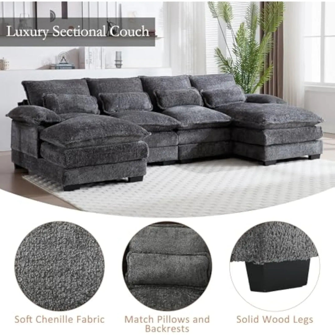 Modern Chenille U-Shaped Cloud Couch