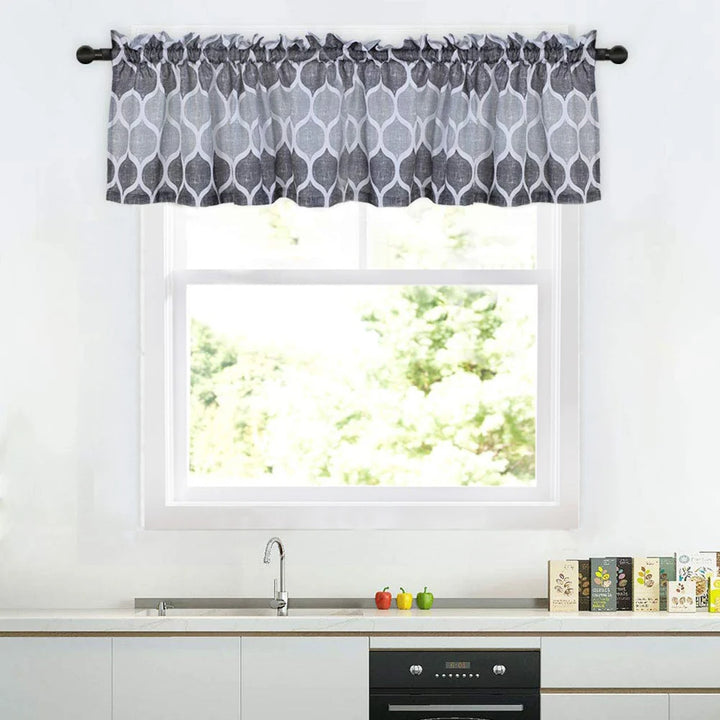 Geometric Moroccan Printed Valance Curtains – Stylish Short Kitchen Valances for Windows