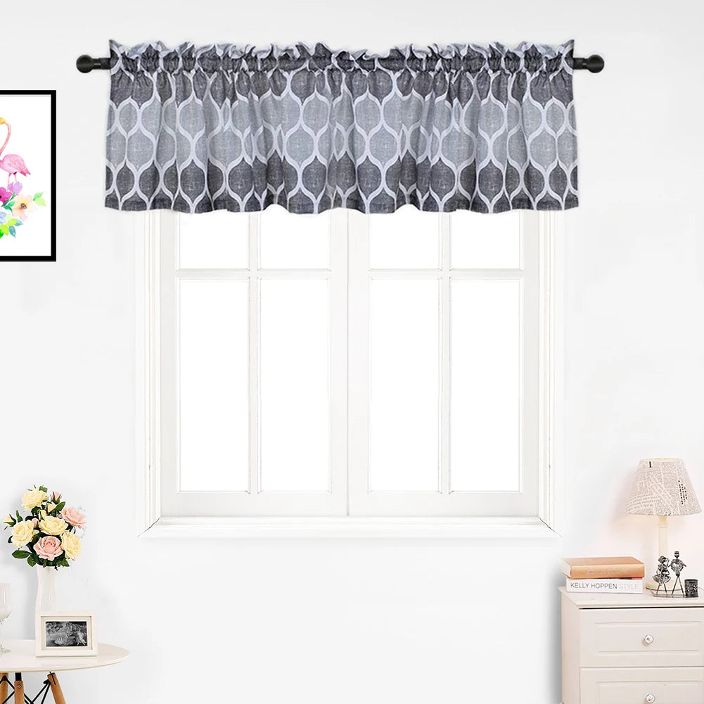 Geometric Moroccan Printed Valance Curtains – Stylish Short Kitchen Valances for Windows