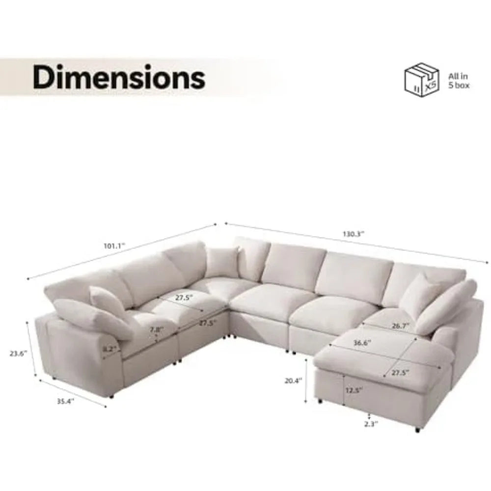 Cloud Sectional Sofa with Movable Ottoman