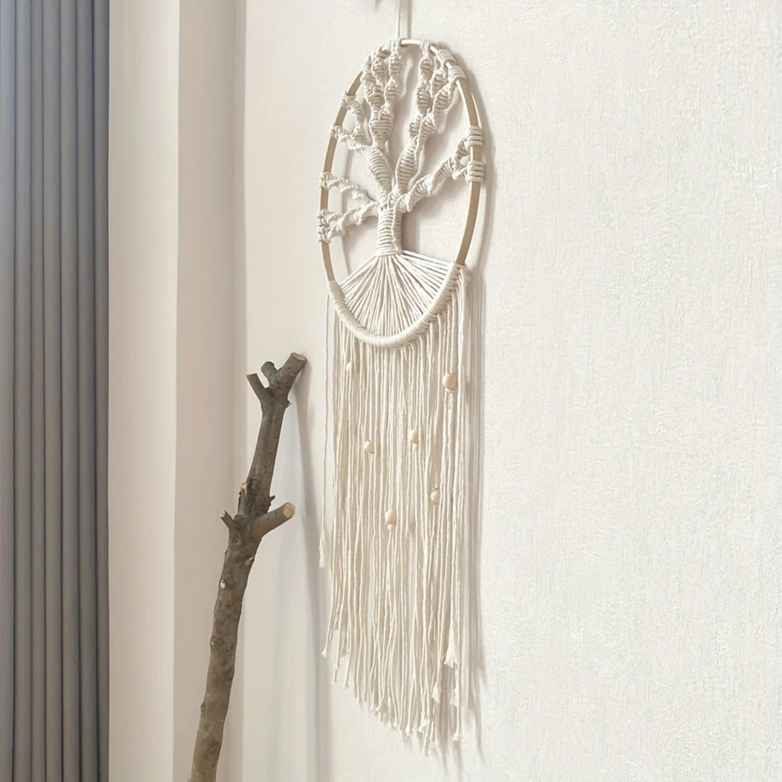 Tree Of Life Dream Catcher Tapestry – Bohemian Handwoven Wall Hanging with Tassels