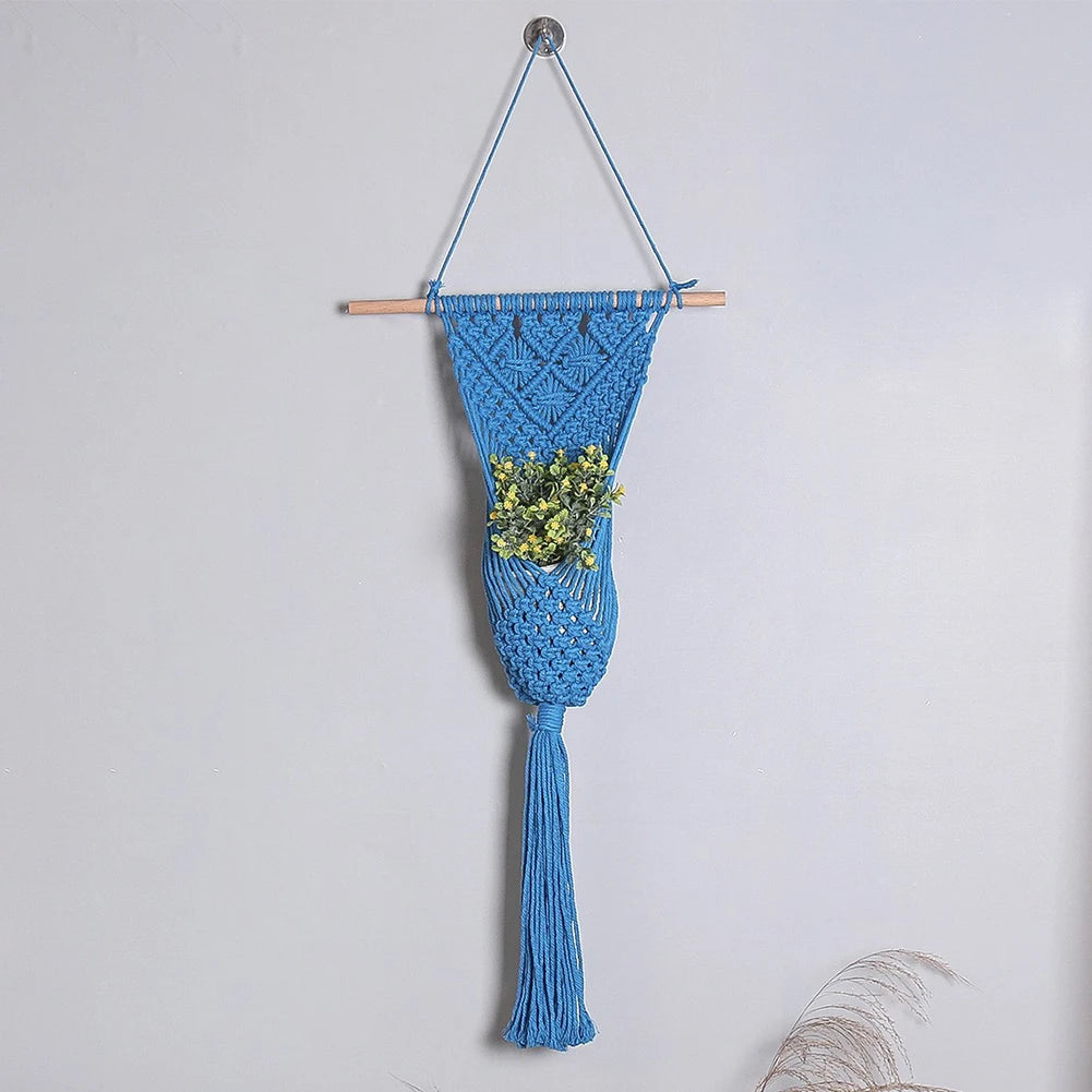 Macrame Woven Tapestry – Bohemian Round Tassel Fringe Wall Hanging for Bedroom and Baby Nursery