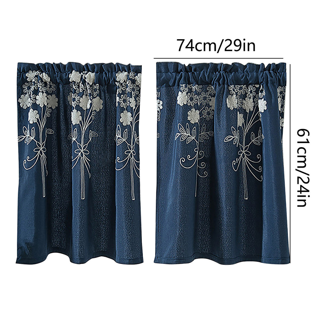 Floral Lace Short Curtains – 29 x 24 Inch Rod Curtains for Kitchen and Bedroom