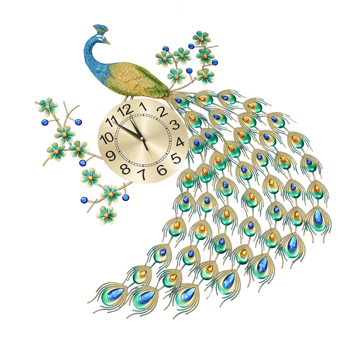 Luxury Peacock Wall Clock - 3D Metal Art Decoration with Silent Quartz Movement