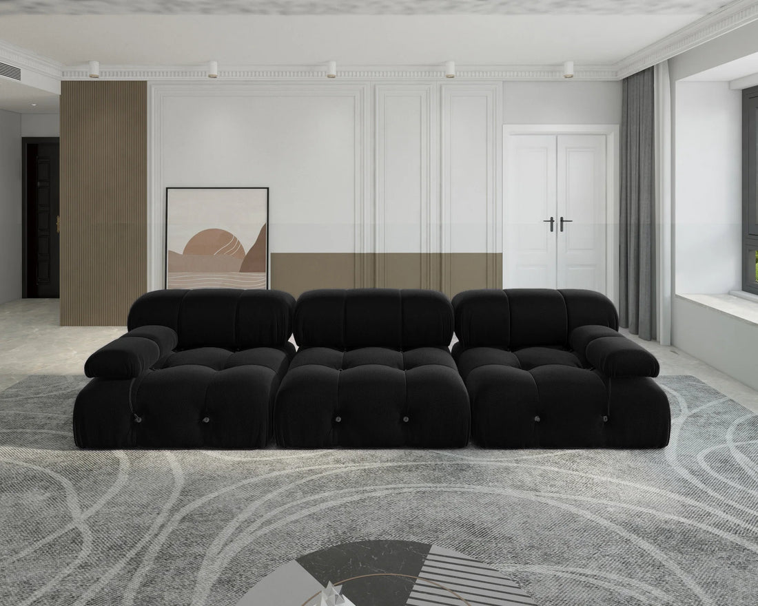 Minimalist U-Shaped Sectional Sofa with Ottomans