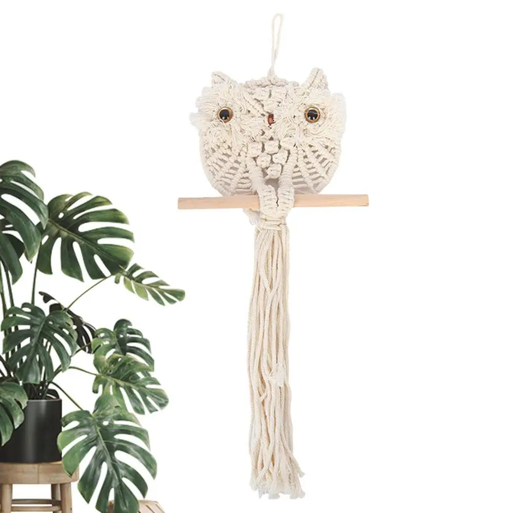 Macrame Wall Decor Bohemian Owl Shape Pendant For Wall Vivid Macrame Tapestry Home Decorations For Living Room Study Room Dining