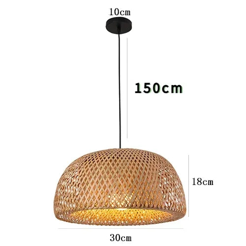 Chinese Style Bamboo Chandelier – Hand-Knitted Pendant Lamp for Cafeteria and Living Room Décor