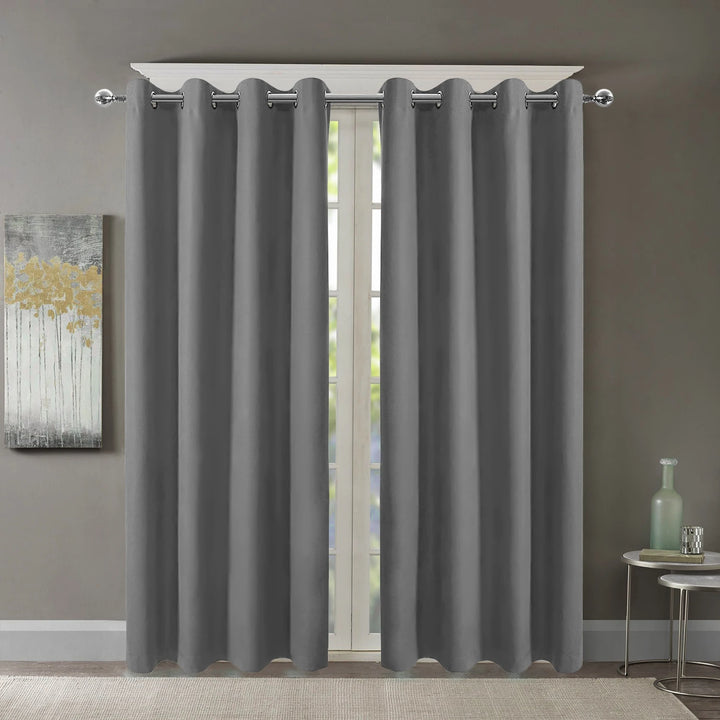 34 in. W x 108 in. L Blackout Curtain Panel – Gray Grommet Top, Room Darkening & Noise Reducing