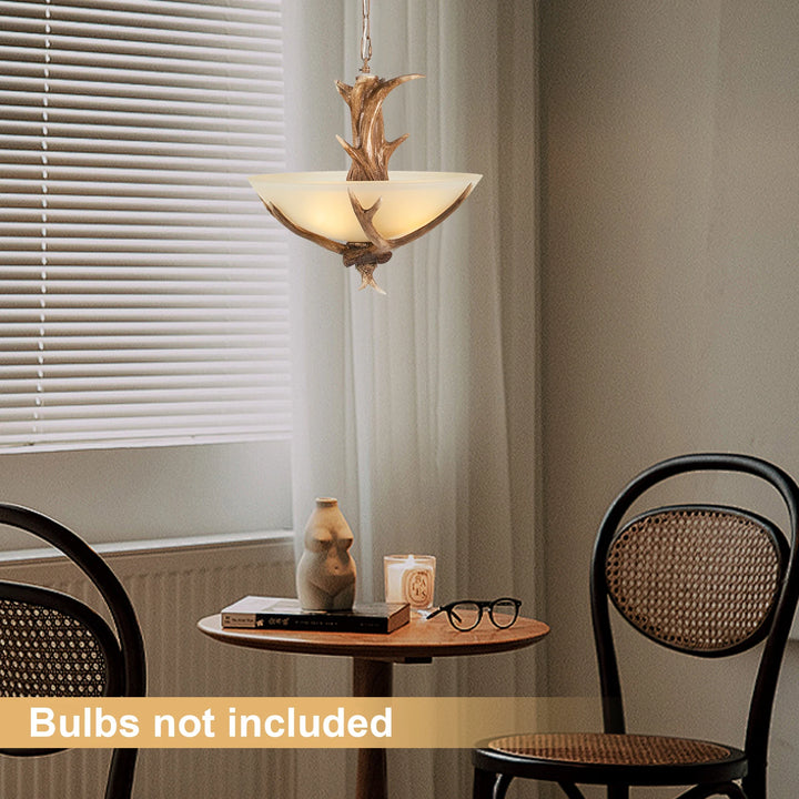 3-Head Antler Chandelier – Rustic Retro Faux Deer Ceiling Light Fixture