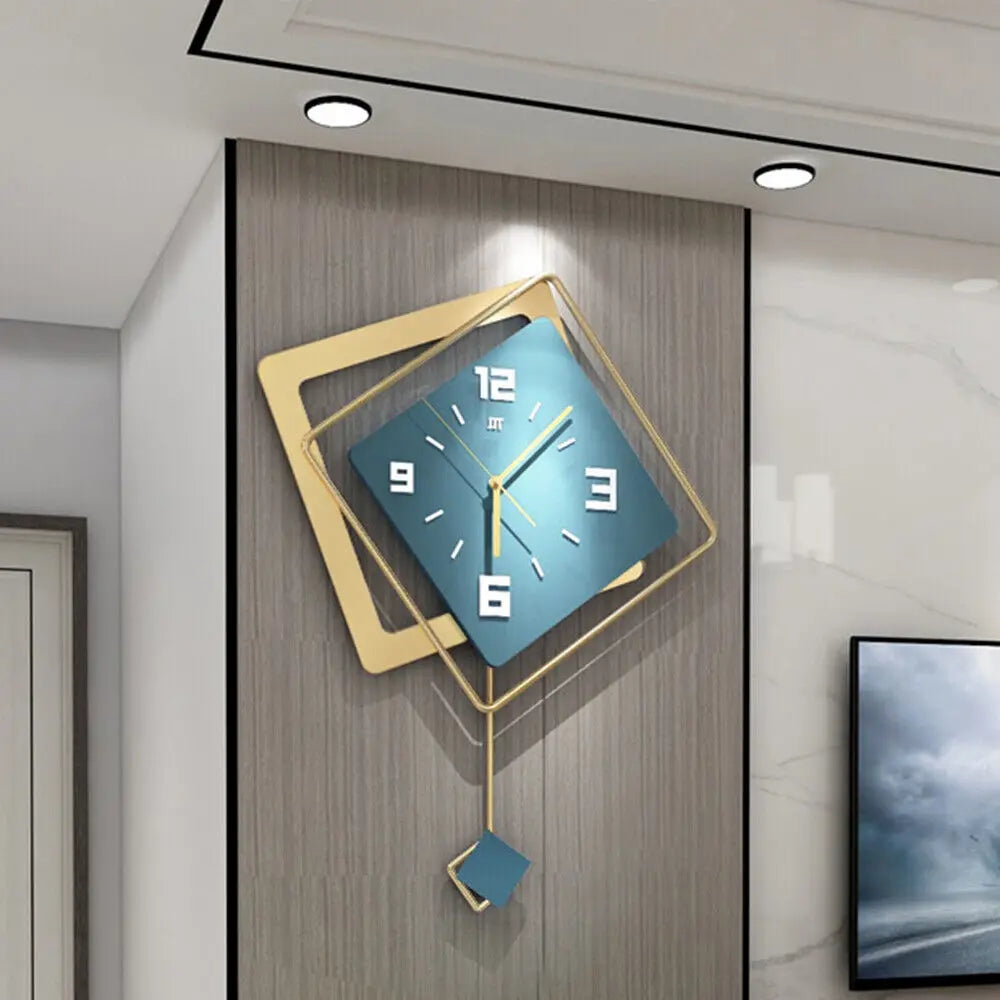 Modern Metal Large Wall Clock – Silent Digital Hanging Art for Home Decor