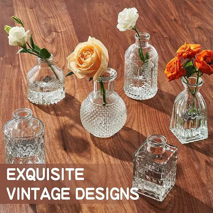 24-Piece Glass Bud Flower Vase Set – Timeless Elegance for Weddings and Home Décor