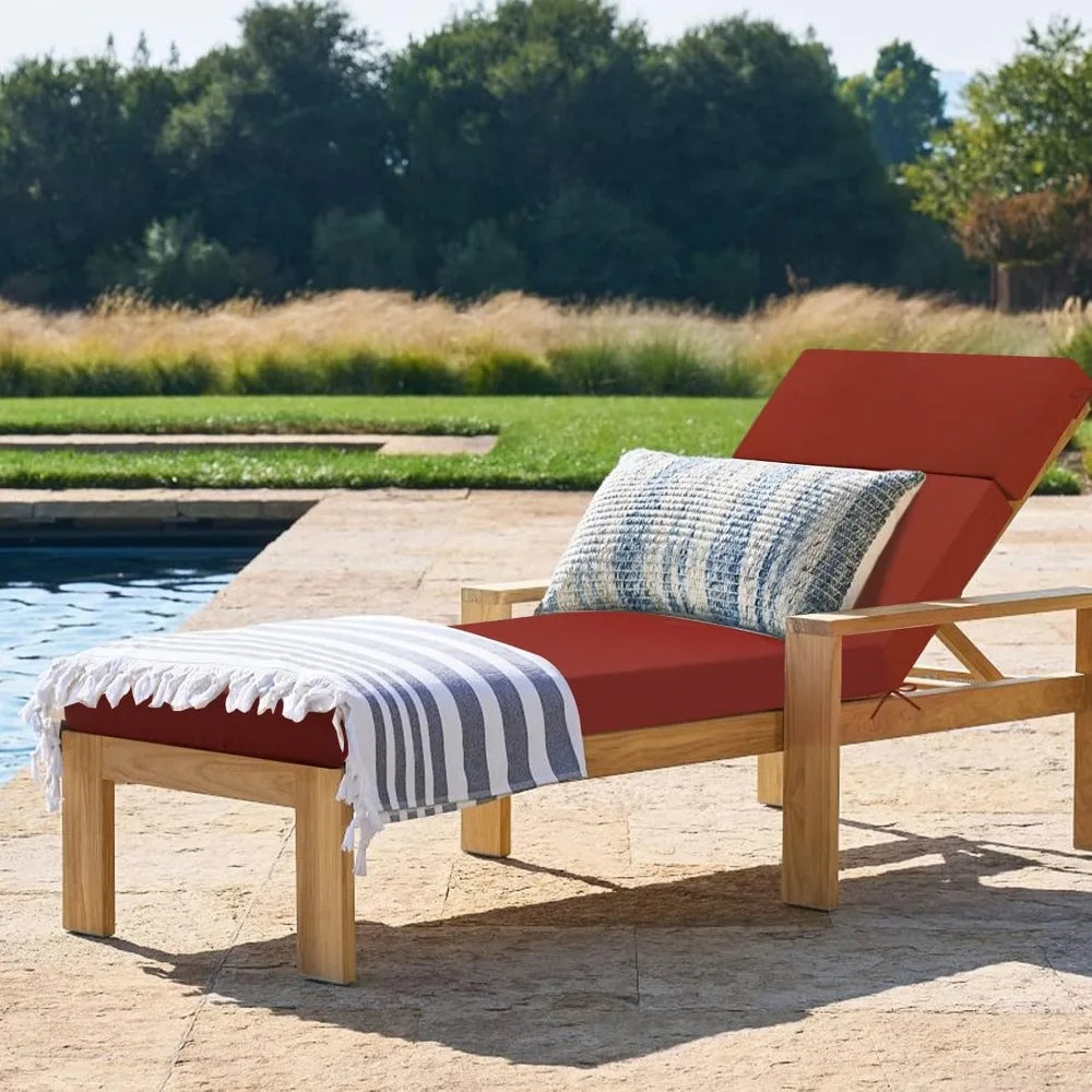 Outdoor Chaise Lounge Cushion – Waterproof Patio Chair Cushion (72in L x 21in W x 3in D) for Lawn & Poolside Furniture