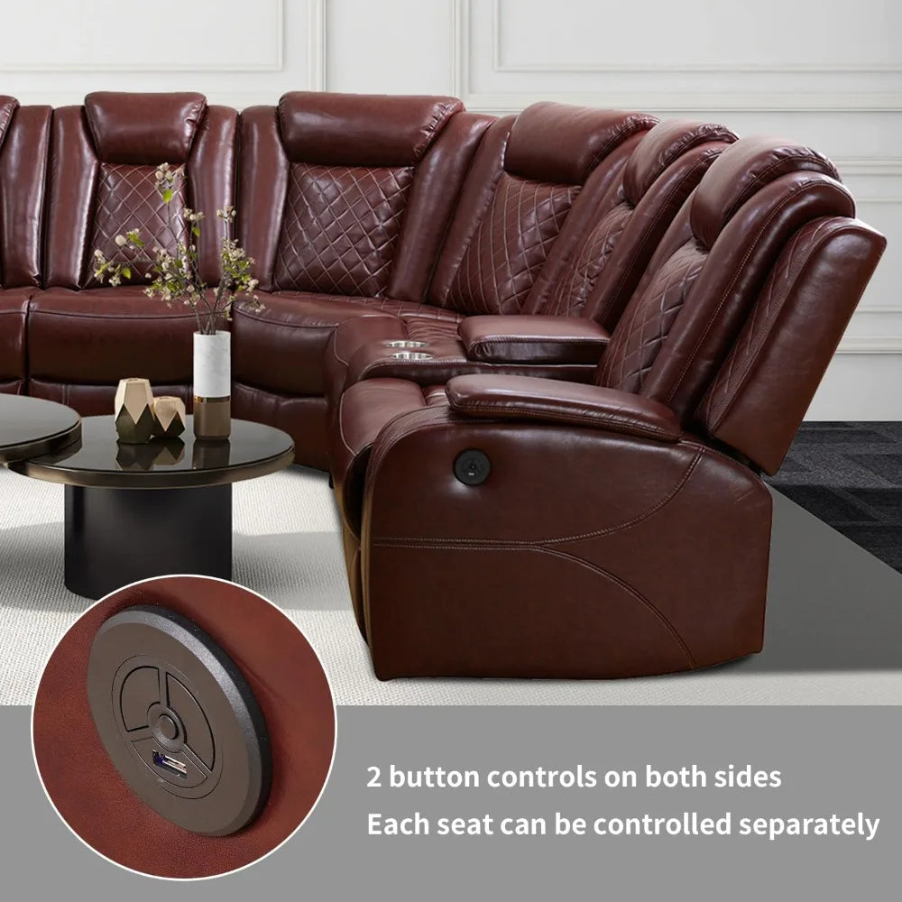 Luxury Power Reclining Sofa with LED Lights