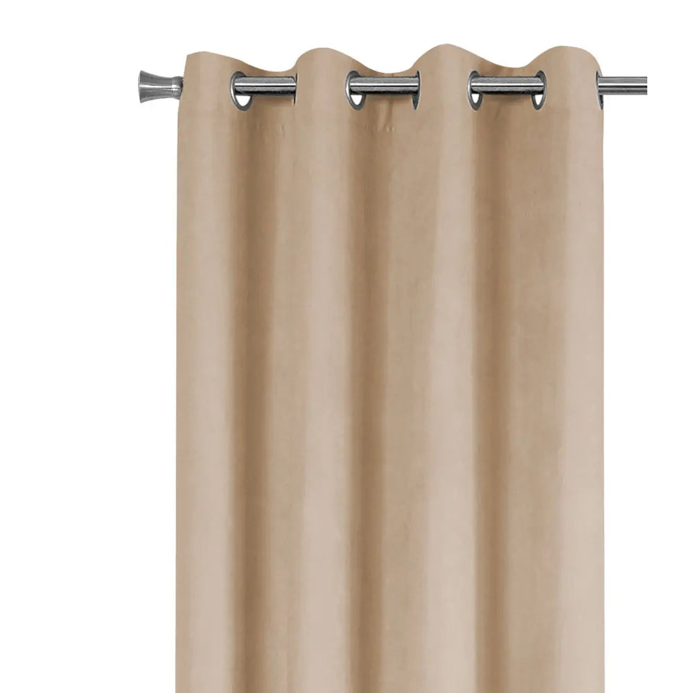 Room Darkening Curtain Panels – 2pcs Set with Grommets, Beige Micro Suede