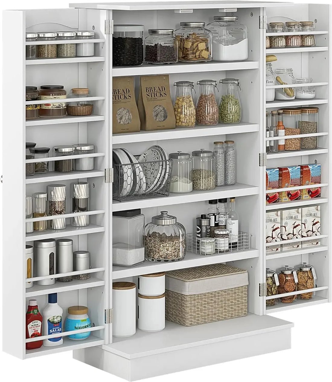 41" Freestanding Kitchen Pantry Cabinet with Adjustable Shelves