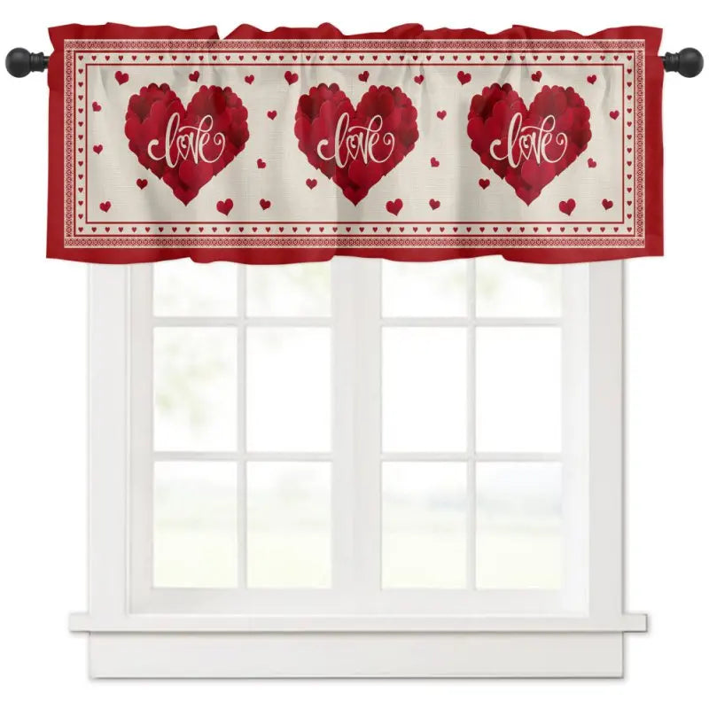 Valentine's Day Semi-Shaded Kitchen Curtain – Floral Printed Coffee Bay Half Curtain