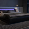 Modern Bed Frame with Adjustable Headboard & LED Lights