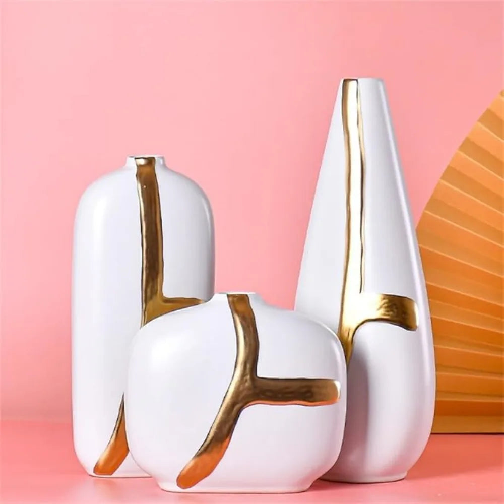 Ceramic Vase Dry Flower Set – Elegant Decoration for Living Room, Bedroom, and Entryway