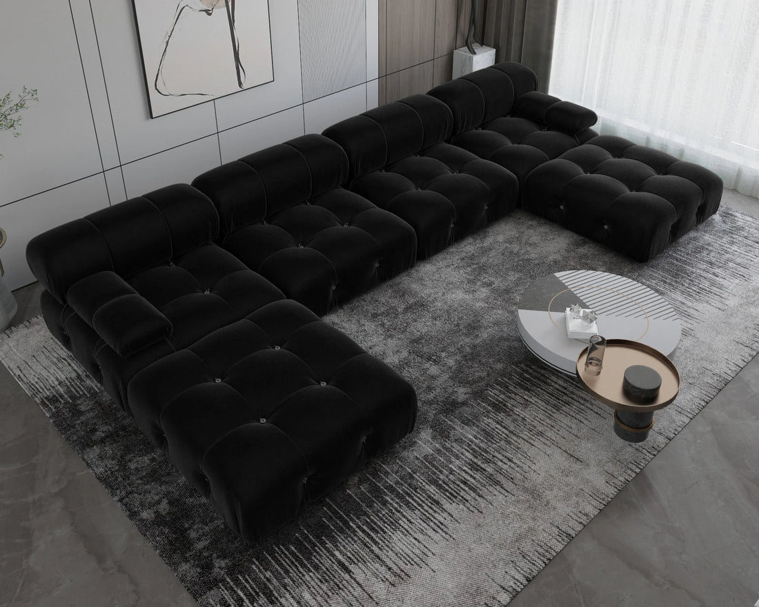 Minimalist U-Shaped Sectional Sofa with Ottomans