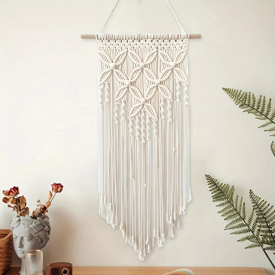 Macrame Wall Hanging Tapestry – Handmade Ethnic Chic Woven Wall Art Decor