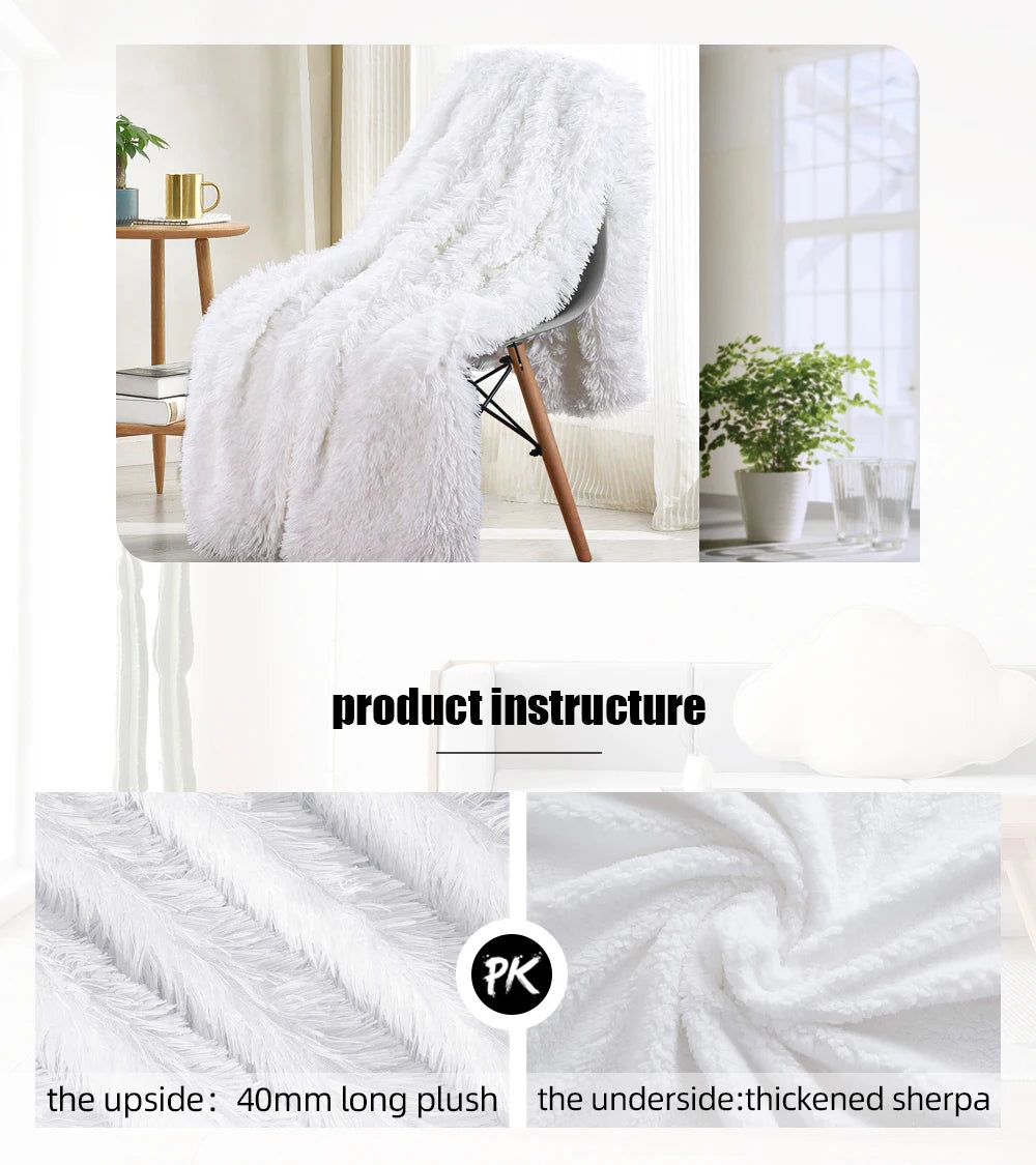 Thickened Fluffy Blanket – Double-Sided Plush Bedspread for Winter Warmth