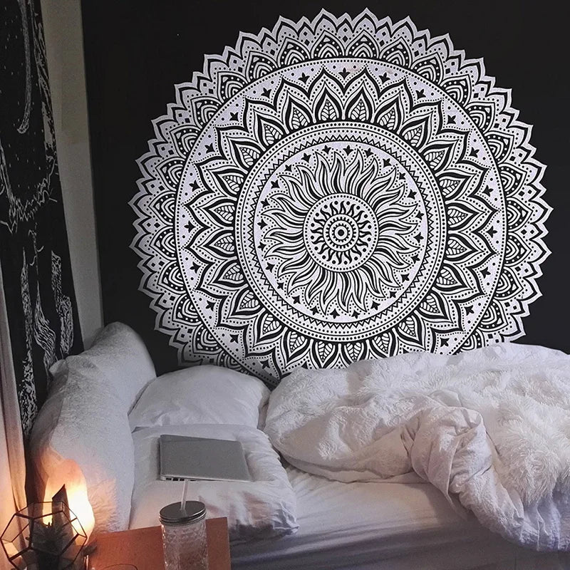 Polyester Mandala Print Tapestry – Wall Hanging, Carpet, Yoga Mat, or Beach Blanket