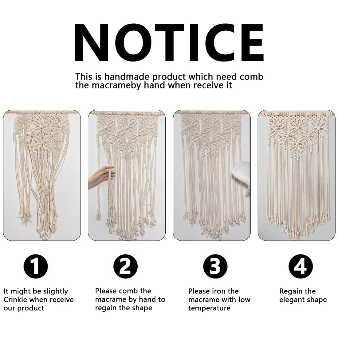 Macrame Wall Hanging Tapestry – Handmade Ethnic Chic Woven Wall Art with Tassels